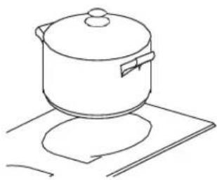 Line drawing of a cooking pot on a mat (no text or symbols)