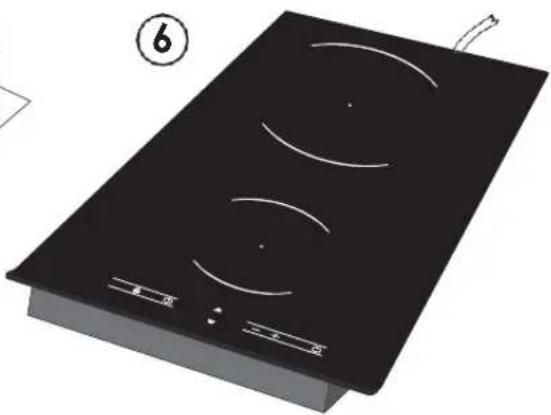 Illustration of a black electrical stove with three curved cutouts and mounting base (no text or symbols)