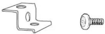 Technical line drawing of a metal bracket and a screw (no text or symbols)