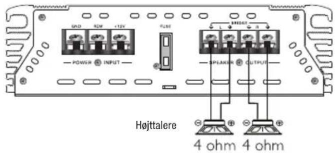 GND +12V POWER INPUT PUM SPEAKER OUTPUT Højttalere 4 ohm 4 ohm
