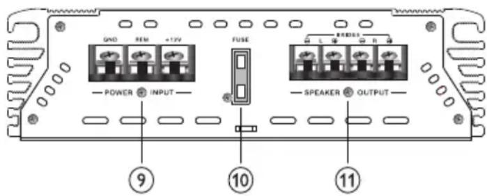 GND REM +12V FUSE POWER INPUT — SPEAKER OUTPUT ⑨ ⑩ ⑪