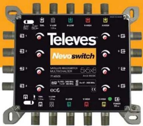 Televes® Nevoswitch SATELLUS MULTICHOWTERR MULTICHHALTER 5.5x8 714508 AVIAY MESHRC 4x 900 - 3400 MHz 1x 67 - 800 MHz 3x 67 - 1000 MHz ECG POWER OFF-IN