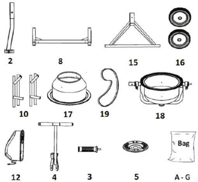 2 8 15 16 10 17 19 18 12 4 3 5 A - G Bag