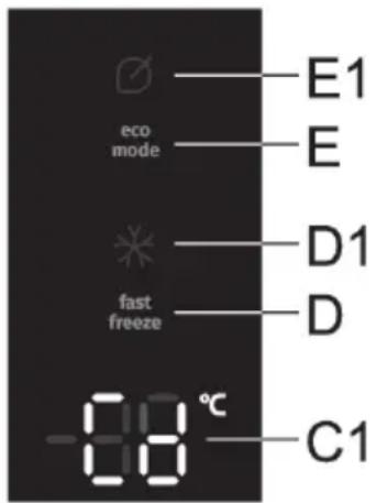 eco mode E1 E D1 D fast freeze -0.8 °C C1