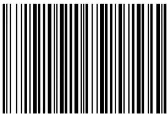 Black and white barcode image with vertical lines on both sides