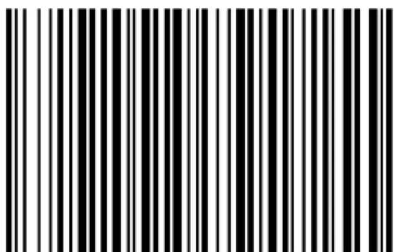 Black and white barcode image with vertical lines on both sides