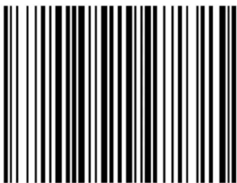 Black and white barcode image with vertical lines on both sides