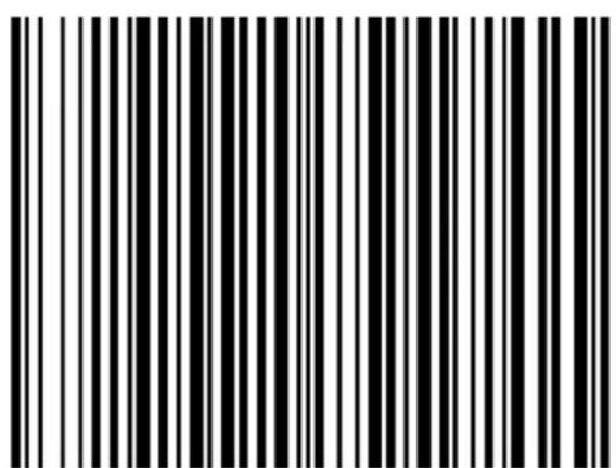 Black and white barcode image with vertical lines on both sides