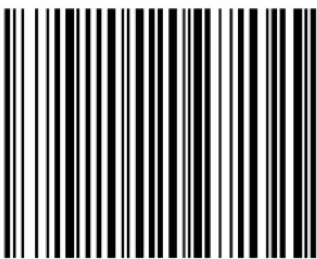 Black and white barcode image with vertical lines on both sides