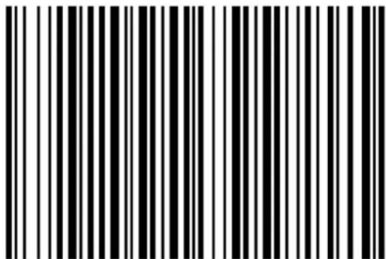 Black and white barcode image with vertical lines on both sides