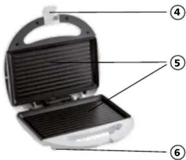 Labeled diagram of a portable electric stove with numbered parts for identification