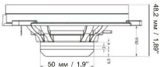 48,2 mm / 1,89" 50 mm / 1,9"