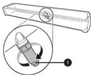 Diagram showing a device with a magnified view of its internal structure, labeled with number 1.