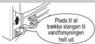 Plads til at trække slangen til vandforsyningen helt ud.