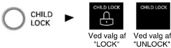 CHILD LOCK CHILD LOCK Ved valg af "LOCK" CHILD LOCK Ved valg af "UNLOCK"