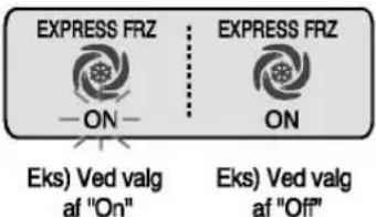 EXPRESS FRZ —ON — EXPRESS FRZ —ON Eks) Ved valg af "On" Eks) Ved valg af "Off"