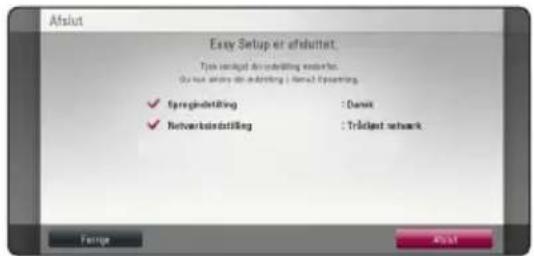 Afslut Easy Setup er afsluttet. Type: variegat de-ssidning vesterban By use where do-ssidning | Remed Enserning ✓ Spregindstilling : Damik ✓ Networkendstilling : Tridgest network Ferrige Post