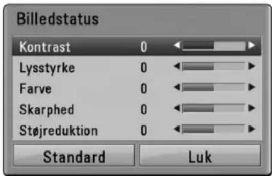 Billedstatus Kontrast 0 Lysstyrke 0 Farve 0 Skarphed 0 Støjreduktion 0 Standard Luk