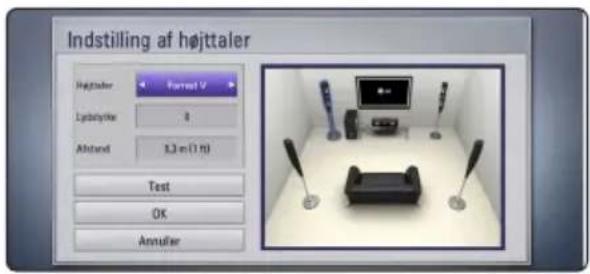 Indstilling af højttaler Heightler Førred V Lybdytter 8 Abstand 1,3 m (1.0) Test OK Anntuller