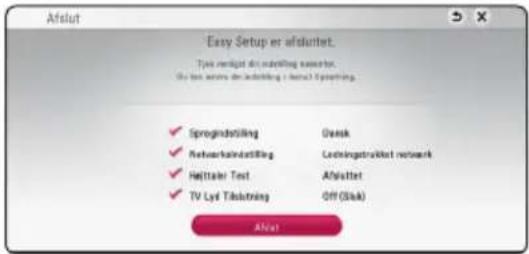 Aflut Easy Setup er afslutteret. Typa merigat di indertling sesenter. Do text acions de indertling i Theni Sprenting. ✓ Sprogindstilling ✓ Networkindstilling ✓ He/taker Test ✓ TV Lyd Tilabtrning Omsk Lechingstruktet netoark Afvalter Off (Skak) Aflut