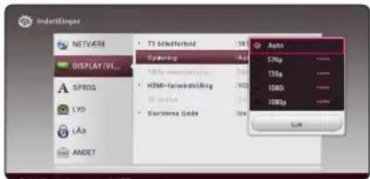 Indetlinger NETWORK DISPLAY/VL... SPROS LYD LAa ANDET • TV blade/ferhold 18% Operating - As 100% non-constant • HDMI-fine/mid/InterRing - VCD 10% status • Starttime Guide - Qo Auto 576p 125p 1090 1080p OK