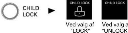 CHILD LOCK CHILD LOCK Ved valg af "LOCK" CHILD LOCK Ved valg a "UNLOCK"