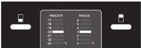 FREEZER -17 -18 -19 -20 -21 -22 -23 6 5 4 3 2 1 0 °C FRIDGE °C