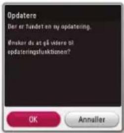 Opdatere Der er fundet en ny opdatering. ønsker de at gå videre til epdateringsluktiven? OK Annuller