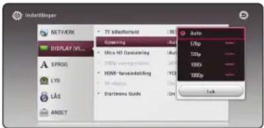 indarllinger NETWORK DISPLAY NL... SPRSG LYD LÅS ANDET TV inlachfornid Options Ultra HD Opkursning 100% HOMI-burksindarlling Startframe Guide Auto 51bp 100p 1000 1000p Lock