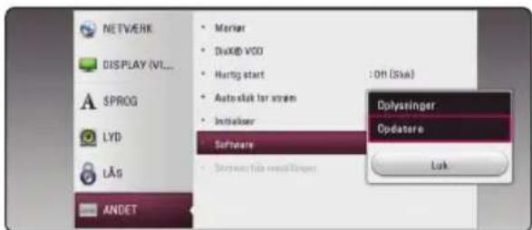 NETWORK DISPLAY (VL... SPROG LYD LÅS ANDET Marker Dv30® V500 Hartig start Autostruk for strain Initikser Software Dplysinger Opdatere Luk