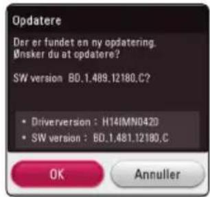 Opdatere Der er fundet en ny opdatering. Ønsker du at opdatere? SW version BD.1.489.12180.C? • Driverversion : H14IMN0420 • SW version : BD.1.481.12180.C OK Annuller