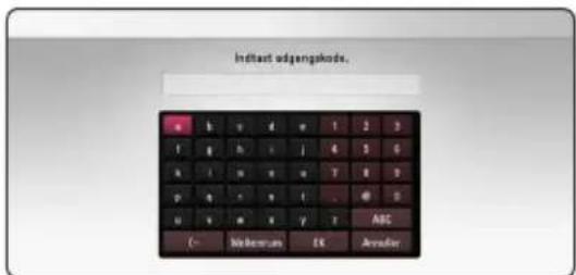 Indtast udgangskods. a b c d e f 1 2 3 f g h i j k 3 5 a i n u o r 7 8 9 p q r s t . @ 5 u v w x y z ABC ← Nkennemn EK Arrider