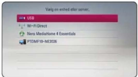 Valg en enhed eller server. USB Wi-Fi Direct Nero MediaHome 4 Essentials PTDMF10-NE2026