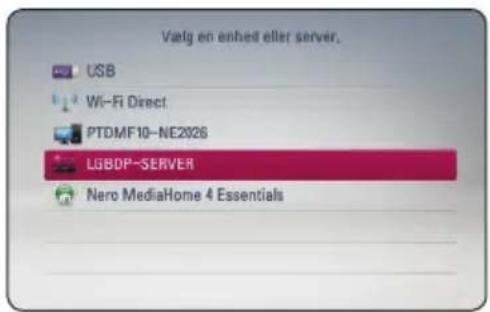 Valg en enhed eller server, USB Wi-Fi Direct PTDMF10-NE2026 LGBDP-SERVER Nero MediaHome 4 Essentials