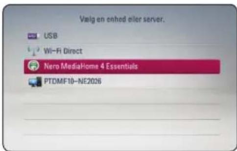 Valg en enhed eller server. USB Wi-Fi Direct Nero MediaHome 4 Essentials PTDMF10-NE2026