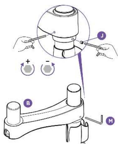 Technical diagram showing mechanical assembly with labeled parts and directional arrows indicating motion or movement