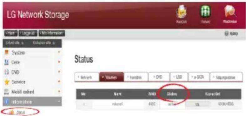 LG Network Storage Status + Network + Volume + Hostless + DVD + USB + a-SCR + Adaboportions Name Item BND Status KapacNet + redued 405 ### 1K 43M/436