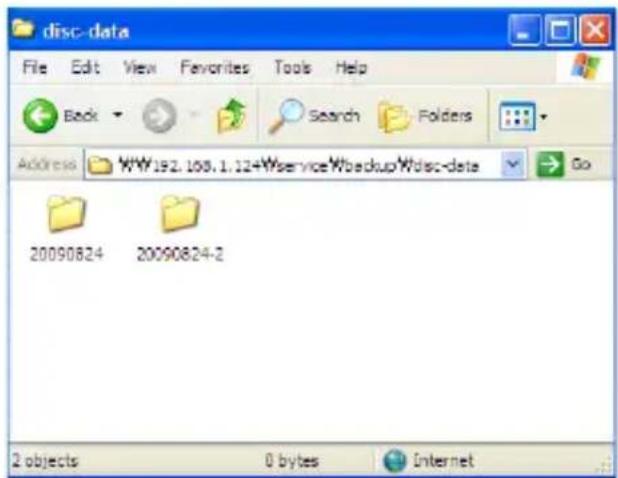 disc-data File Edit View Favorites Tools Help Back Search Folders Address WWW.192.108.1.12=Wservice\Backup\Wdisc-data Go 20090824 20090824-2 2 objects 0 bytes Internet