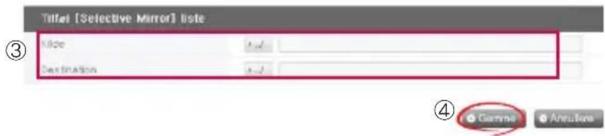 Timer [Selective Mirror] liste Klide Destination ③ ④ Gamma Annules