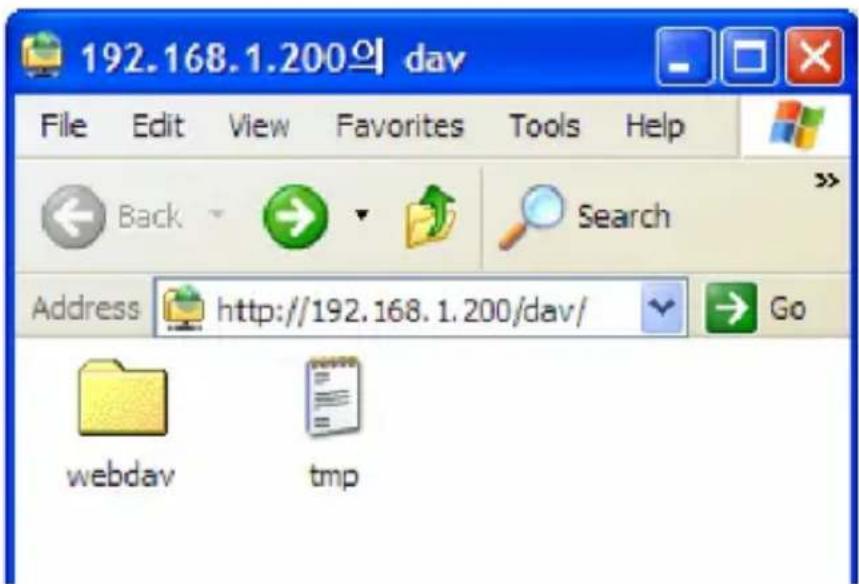 192.168.1.200の dav File Edit View Favorites Tools Help Back Search Address http://192.168.1.200/dav/ webdav tmp