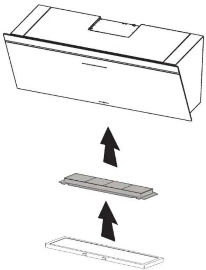 Diagram showing a 3D box with an upward arrow pointing to a rectangular electronic component, both placed on a base (no text or symbols present)