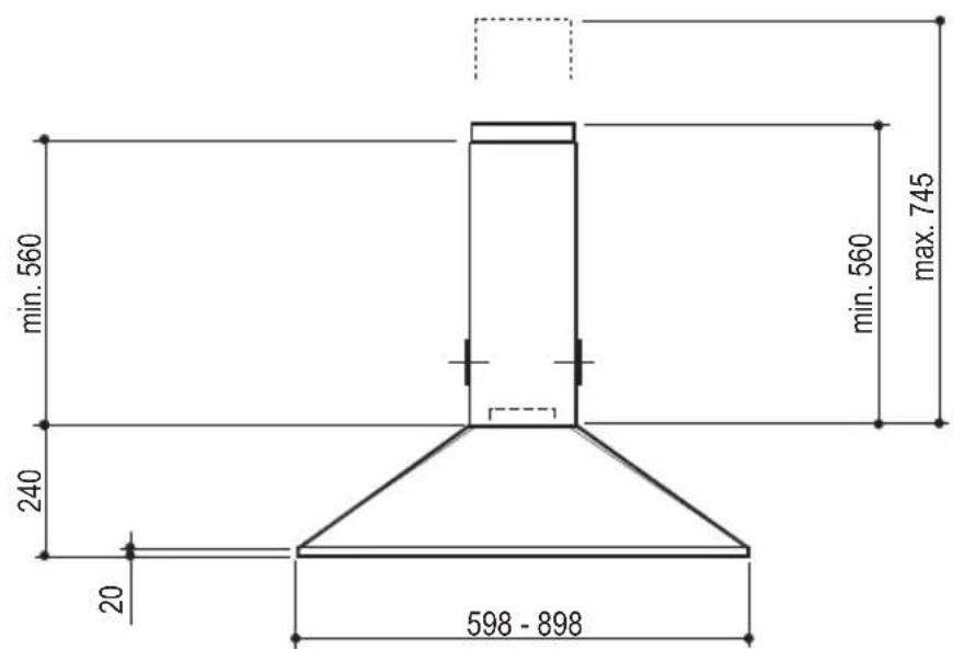 min. 560 240 20 598 - 898 min. 560 max. 745