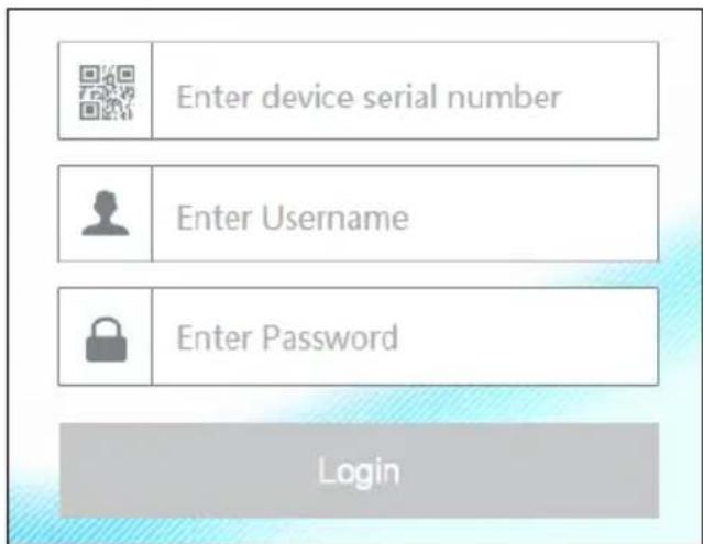 Enter device serial number Enter Username Enter Password Login