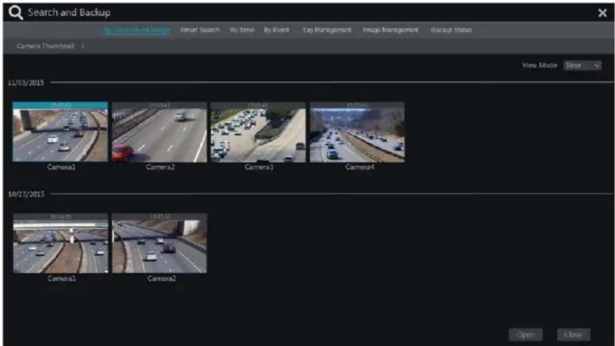 Search and Backup View Mode Time 11/03/2015 Camera1 Camera2 Camera3 Camera4 10/27/2015 Camera1 Camera2 Open Close