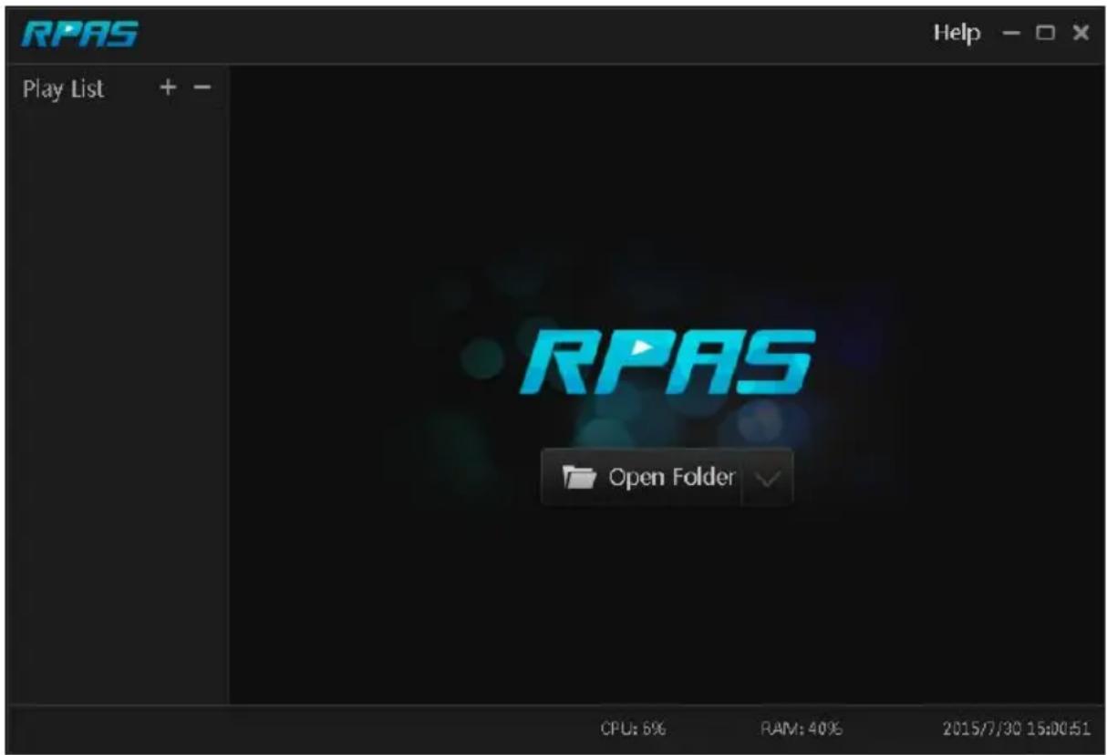 RPAS Play List + - RPAS Open Folder CPU: 6% RAM: 40% 2015/7/30 15:00:51