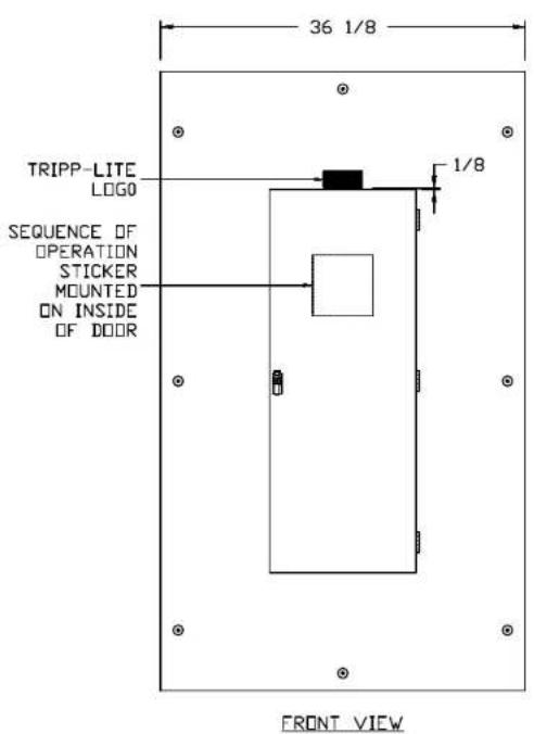 36 1/8 TRIPP-LITE LOGO SEQUENCE OF OPERATION STICKER MOUNTED ON INSIDE OF DOOR 1/8 FRONT VIEW