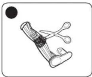 Simple line drawing of a mechanical device with a black circular element and three curved components (no text or symbols).
