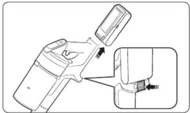 Technical line drawing of a mechanical device with an inset showing a close-up of the component (no text or symbols present).