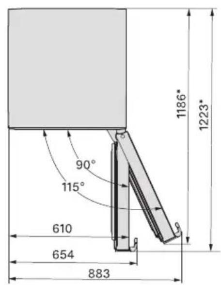 MIELE KS 4383 ED N - Opstillingsmål/set oppefra - 2