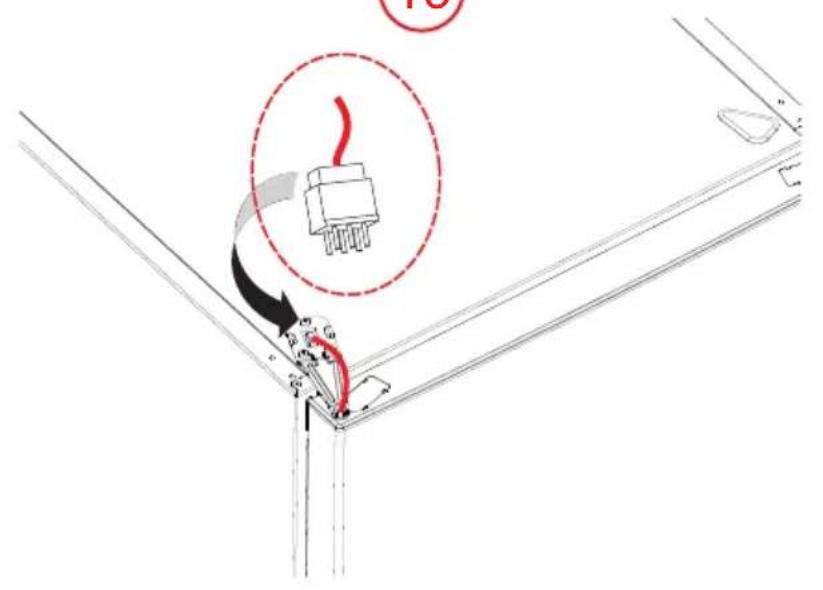 Technical diagram showing a connector pin assembly with red annotation highlighting the component and directional arrows indicating connection.